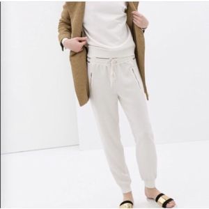 Zara white zipper joggers - size M - white